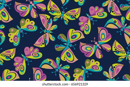 butterfly seamless vector pattern for surface design. bright summer style floral color repeatable motif