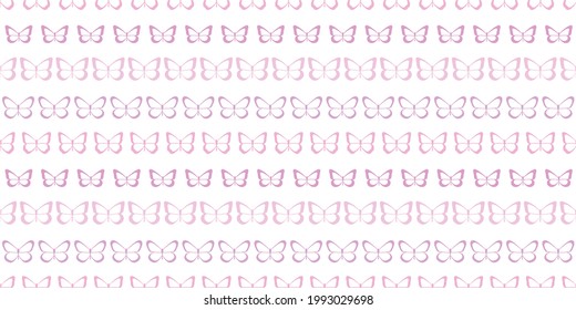 Butterfly seamless vector repeat pattern background, spring wallpaper. Cute girly pattern. Butterfly pastel pink pattern.
