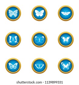 Butterfly search icons set. Flat set of 9 butterfly search vector icons for web isolated on white background