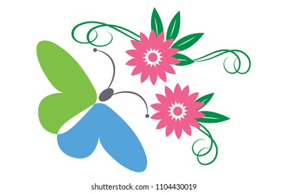 Butterfly Searching for nectar. Vector Design.