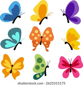 Borboleta conjunto coleção fauna desenho animado ilustração colorida