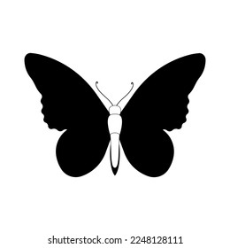 Butterfly set graphic black white isolated sketch illustration vector. Modern seamless pattern of monarch butterfly contours on white background for decoration design. Closeup design element.