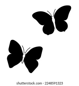 Butterfly set graphic black white isolated sketch illustration vector. Modern seamless pattern of monarch butterfly contours on white background for decoration design. Closeup design element.