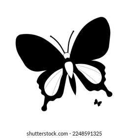 Butterfly set graphic black white isolated sketch illustration vector. Modern seamless pattern of monarch butterfly contours on white background for decoration design. Closeup design element.