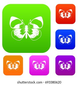 Butterfly set icon in different colors isolated vector illustration. Premium collection
