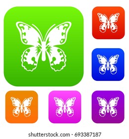 Butterfly set icon in different colors isolated vector illustration. Premium collection
