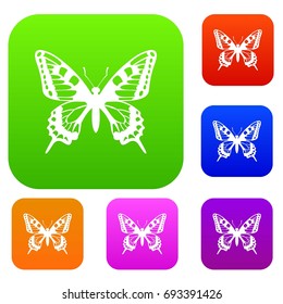 Butterfly set icon in different colors isolated vector illustration. Premium collection