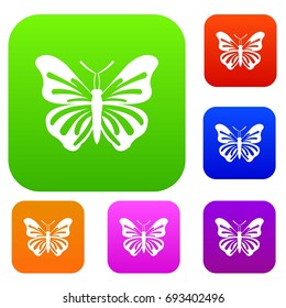 Butterfly set icon in different colors isolated vector illustration. Premium collection