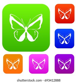 Butterfly set icon in different colors isolated vector illustration. Premium collection