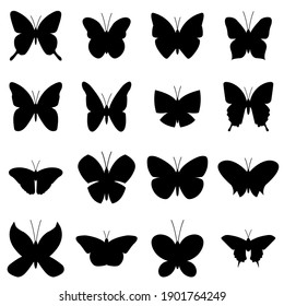 Butterfly set icon, logo isolated on white background