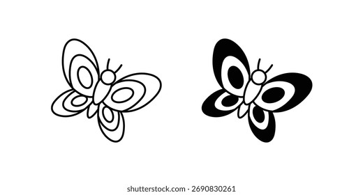 Butterfly set icon with white background vector stock illustration
