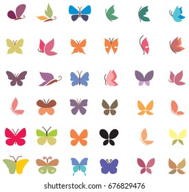 Butterfly set icons 