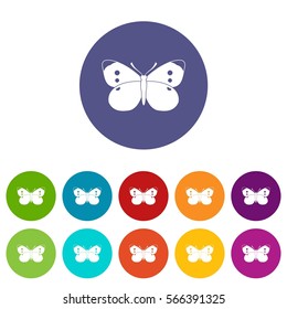 Butterfly set icons in different colors isolated on white background