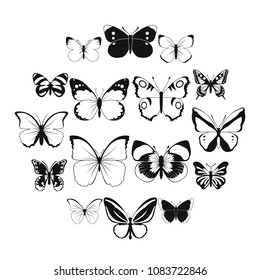 Butterfly set icons in simple style for any design