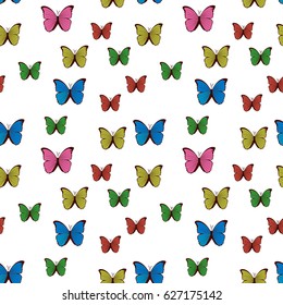 Butterfly set, isolated on white background. Multicolored butterflies. Vector illustration, clip art