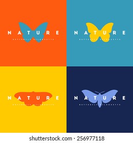 Butterfly. Set of logo design vector templates