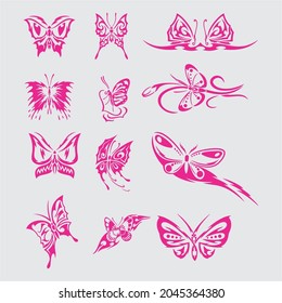 butterfly set vector for sticker