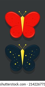 Butterfly seto of icons, colorful minimalistic cartoon style icon, unusual visual impact, Vector illustration