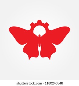 butterfly with setting gear vector illustration