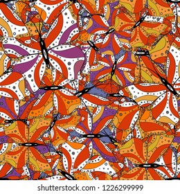 Butterfly shadows and silhouettes. Vector illustration. Spring and summer tropical butterfly seamless pattern in orange, white and black colors. Suitable for fabric, paper, packaging.