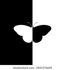 Butterfly Shape in Contrast Color, Black White, can use for Wallpaper, Cover, Decoration Ornate, Ornament, Background, Wrapping, Fabric, Textile, Fashion, Tile, Carpet Pattern, etc. Vector  