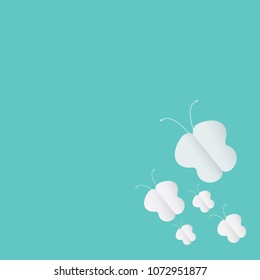 Butterfly shape fly on turquoise color background