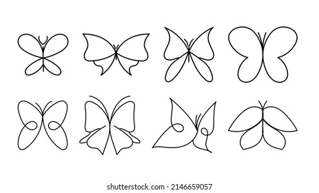 Butterfly shape, hand drawn, beautiful lines isolated on white background ,Vector illustration EPS 10