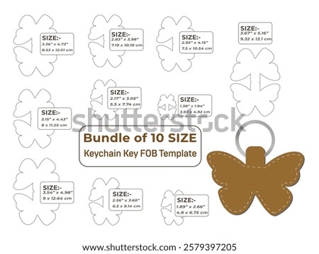Butterfly shape keychain key FOB Dieline Template