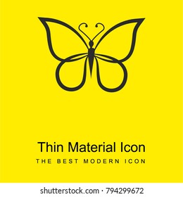 Butterfly shape outline top view bright yellow material minimal icon or logo design