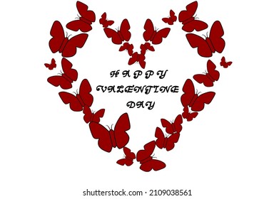 Butterfly shaped love which symbolizes Valentine's Day. Heart to describe Valentine's Day. Valentine card design. Happy Valentine's Day.