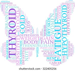 Butterfly Shaped Thyroid Word Cloud On a White Background. 