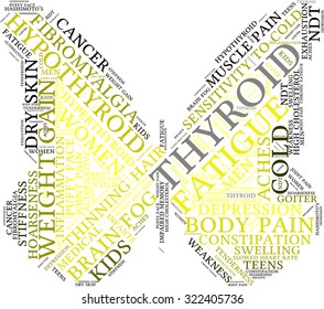 Butterfly Shaped Thyroid Word Cloud On a White Background. 