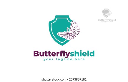 Butterfly shield logo design. vector
