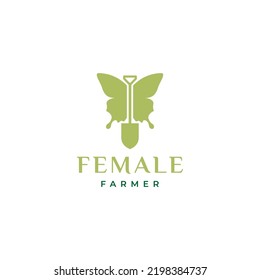 butterfly with shovel logo design