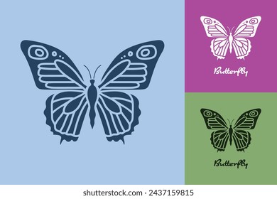 A butterfly is shown in different colors and the word "butterfly" is written below it