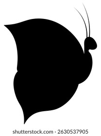 Butterfly. Side view. Silhouette. Vector illustration. Garden insect with two pairs of wings and antennae. Isolated on white background. Idea for web design.