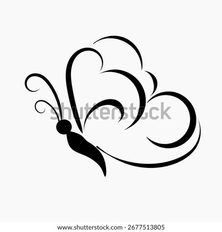 Butterfly side view stencil clip art