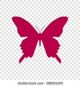 Butterfly sign illustration. Vector. Bordo icon on transparent background.