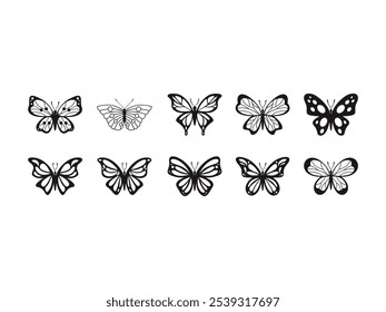 Butterfly Silhouette Aesthetic Element Set 