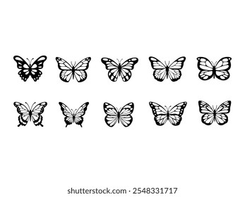 Butterfly Silhouette Aesthetic Element Set