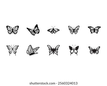 Butterfly Silhouette Aesthetic Element Set