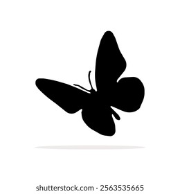 Butterfly silhouette art featuring vector designs. Outline of butterflies isolated as logos, tattoos, or coloring elements.