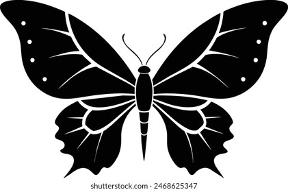 butterfly silhouette black color vector artwork illustration