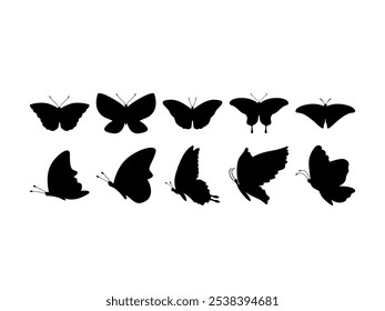 Butterfly Silhouette Black Element Set