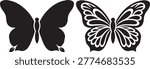 Butterfly silhouette black insect vector icon