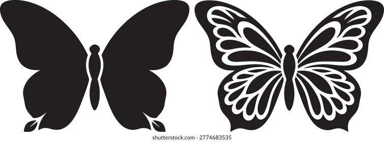 Butterfly silhouette black insect vector icon