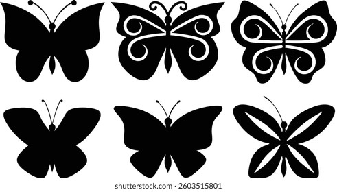 Butterfly Silhouette Bundle - 6 Elegant Black and White Vector Designs