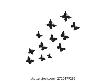 Borboleta Silhueta Pacote, Preto voando borboletas Clipart, Monarch borboleta asa vetor