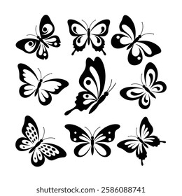 Butterfly Silhouette Bundle Black and White