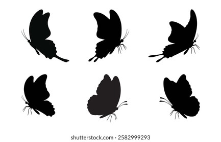 Butterfly silhouette bundle vector illustration isolated on white background